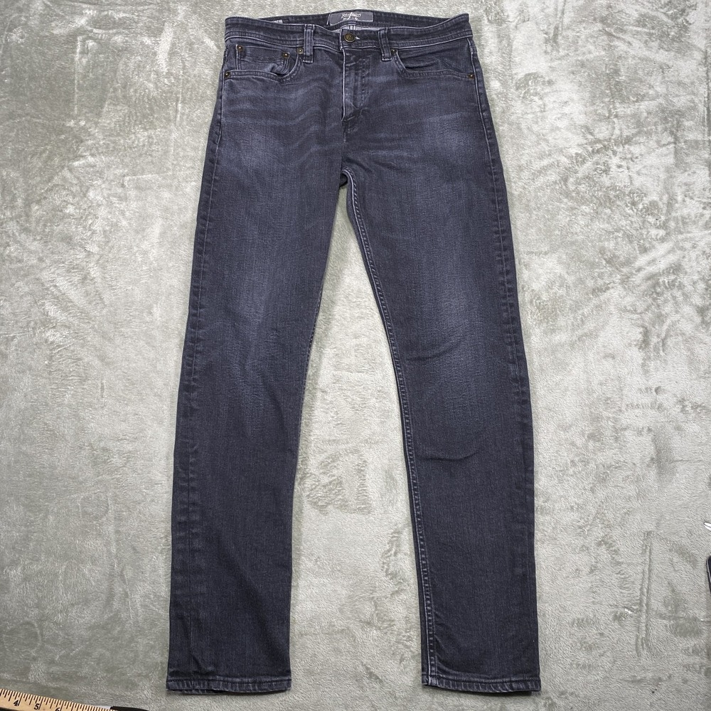 REVTOWN Men's Slim/Skinny Straight Jeans - Charcoal/Black